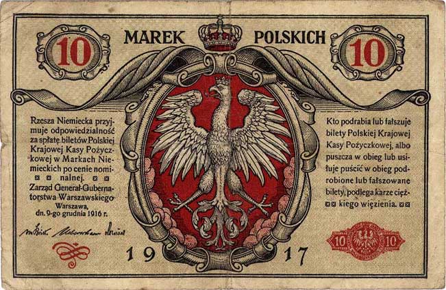 Marka polska obowiązująca na terenie Generalnego Gubernatorstwa Warszawskiego (domena publiczna)