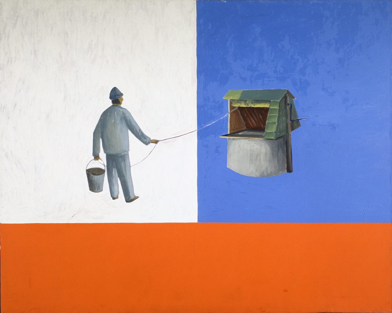 Jarosław Modzelewski, "Pobieranie wody", 1992, olej na płótnie, wym. 120 x 150 cm