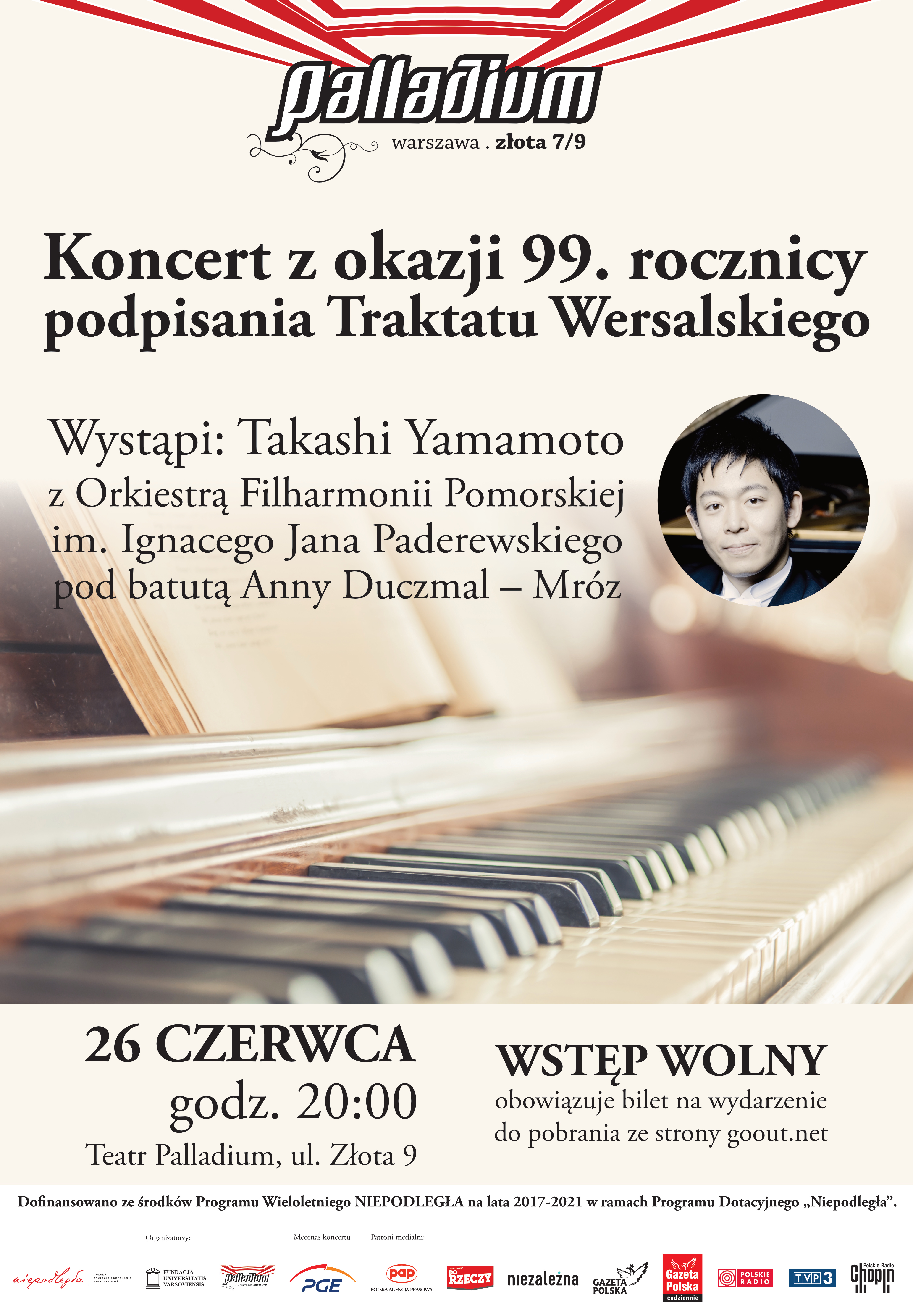 Plakat Koncertu z okazji 99 rocznicy podpisania traktatu wersalskiego