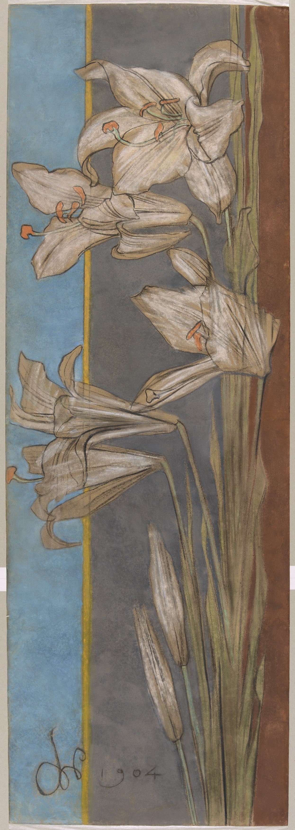 grafika przedstawiająca białe lilie