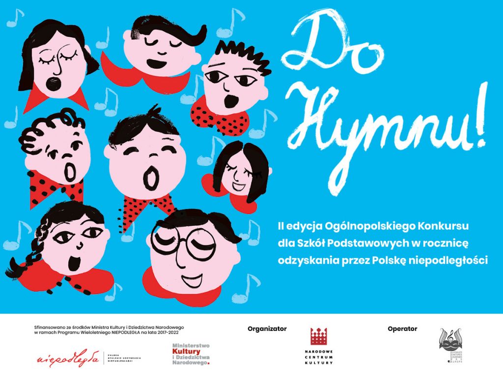 baner wydarzenia z śpiewającymi dziećmi i logotypami