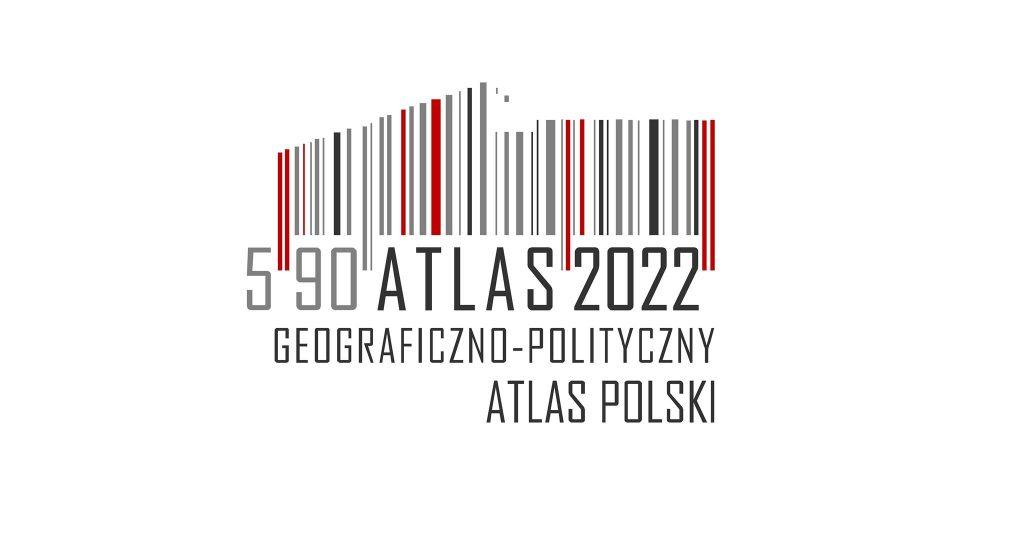 logo z kodu kreskowego w kształcie północnej połowy Polski i nazwą Geograficzno-Polityczny Atlas Polski