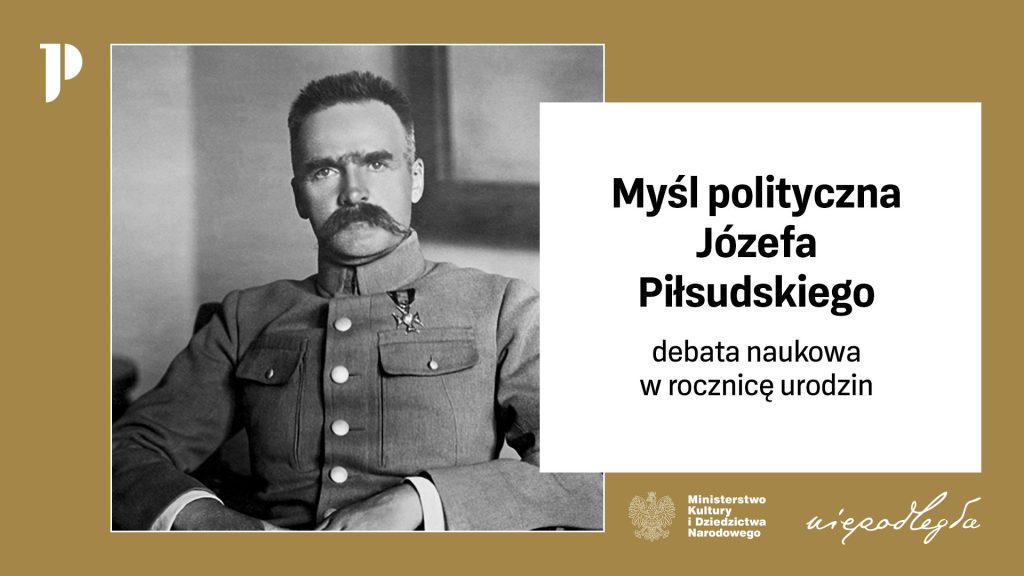 zdjęcie piłsudskiego a obok informacje o debacie na banerze wydarzenia
