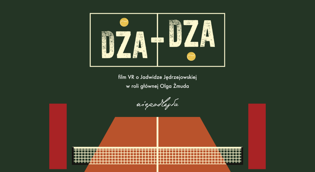 plakat z tytułem i rysunkiem kortu tenisowego
