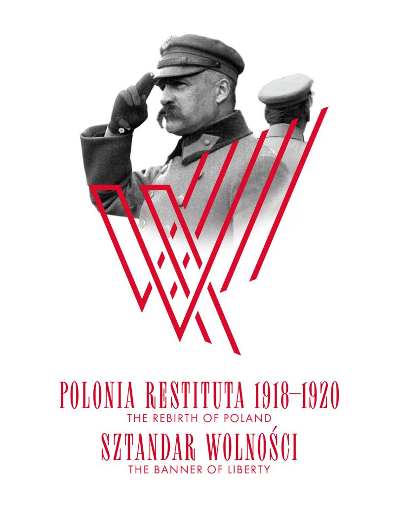 plakat tytułami filmów i grafiką z marzałkiem piłsudskim