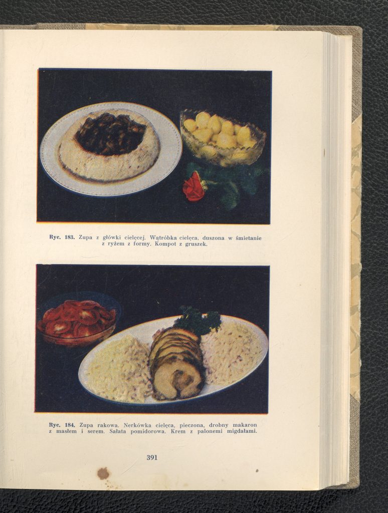 fragment książki kucharskiej ze zdjęciami potraw