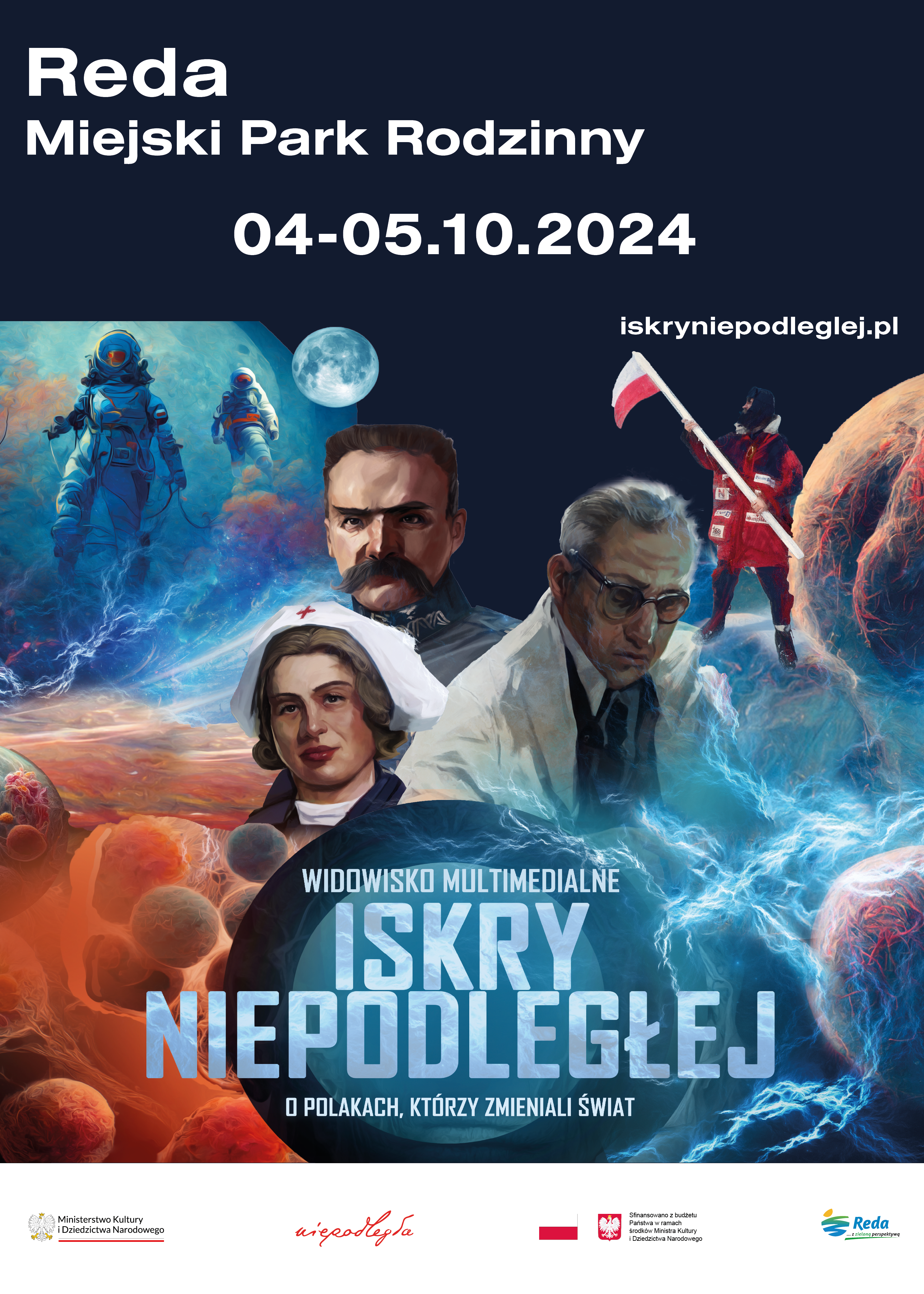 Plakat zapowiadający Iskry Niepodległej w Redzie