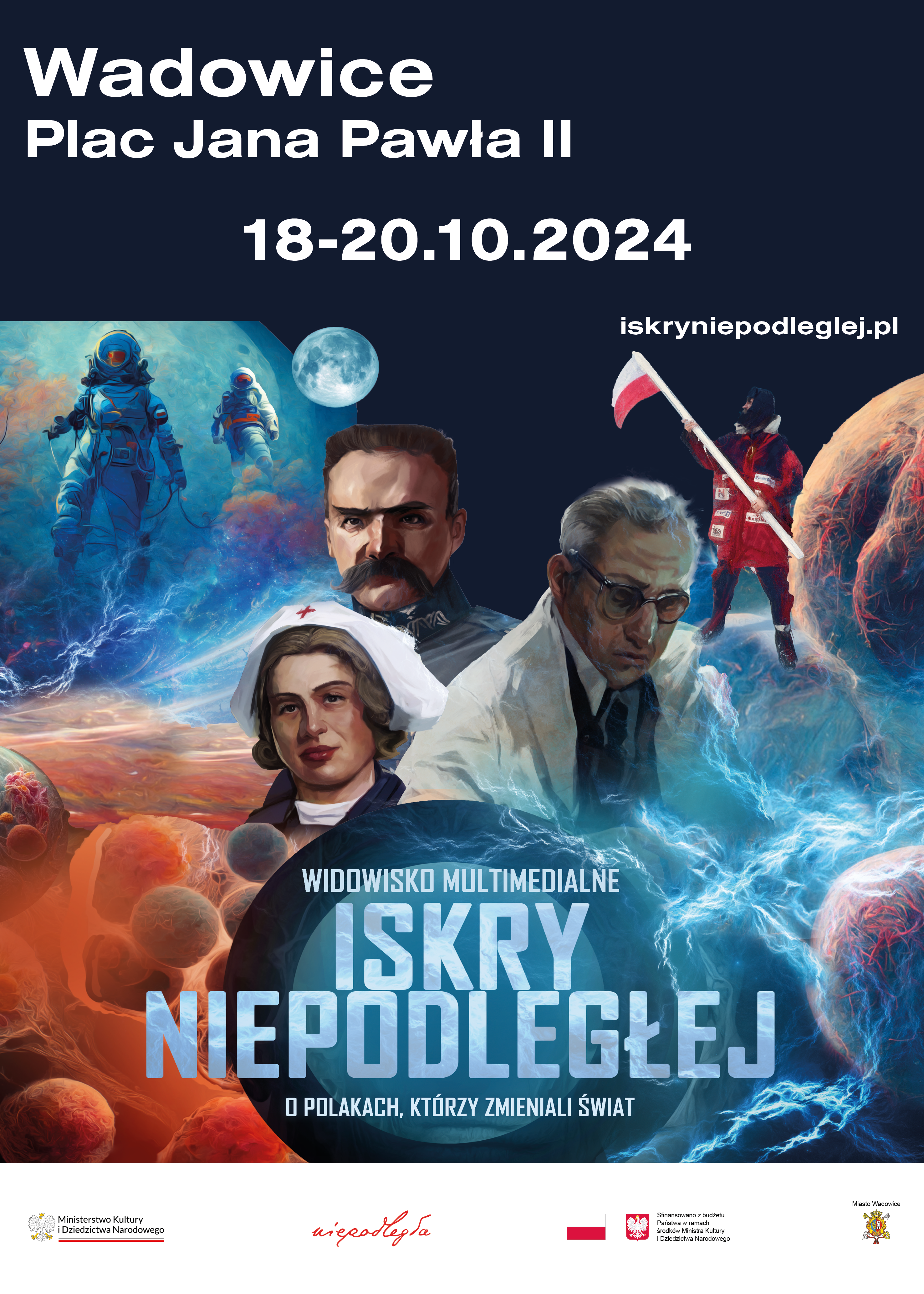 Plakat zapowiadający Iskry Niepodległej w Wadowicach