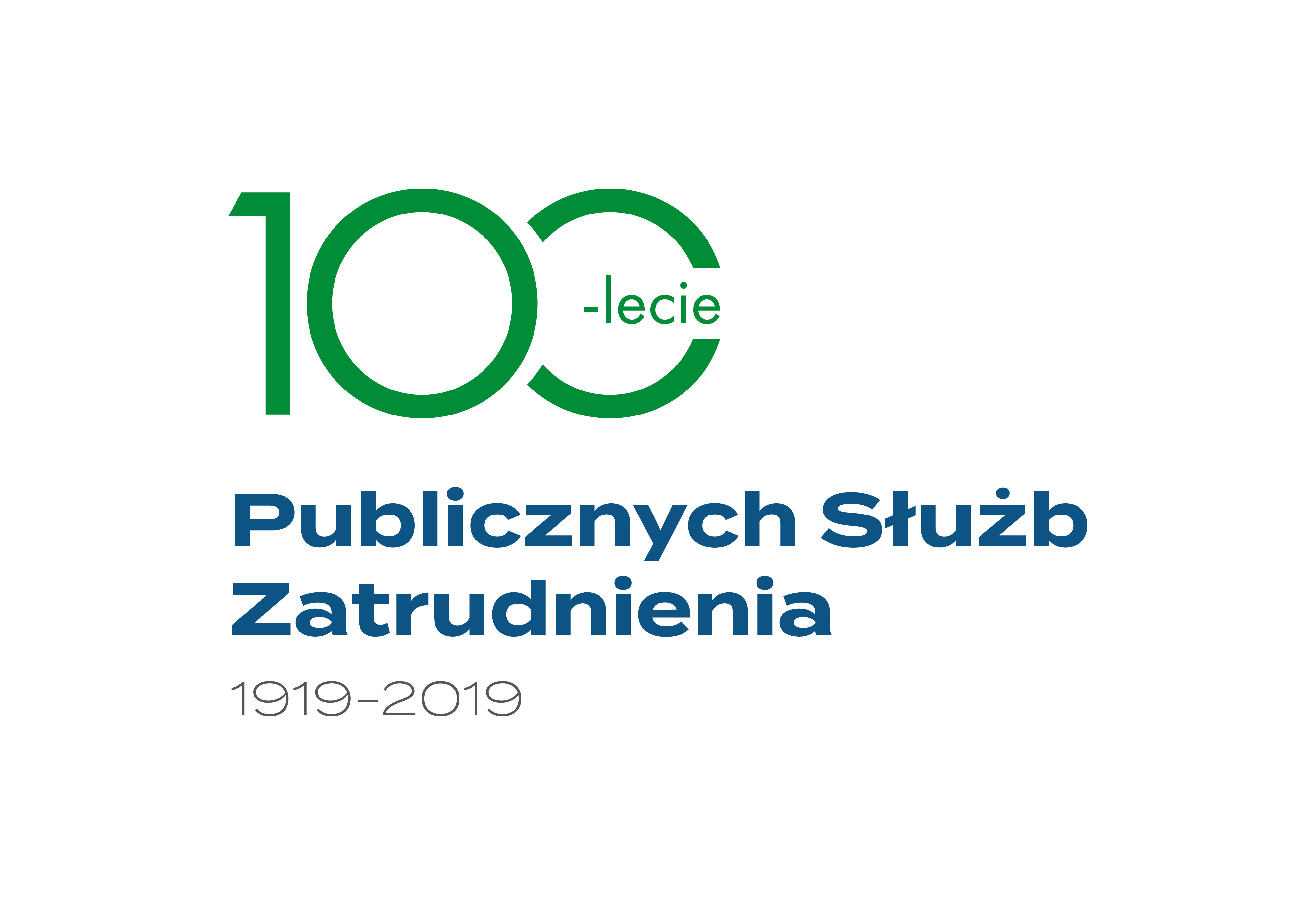 Logo 100-lecia publicznych służb zatrudnienia 1919-2019