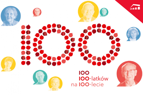 Grafika przedstawia czerwoną liczbę sto z napisem 