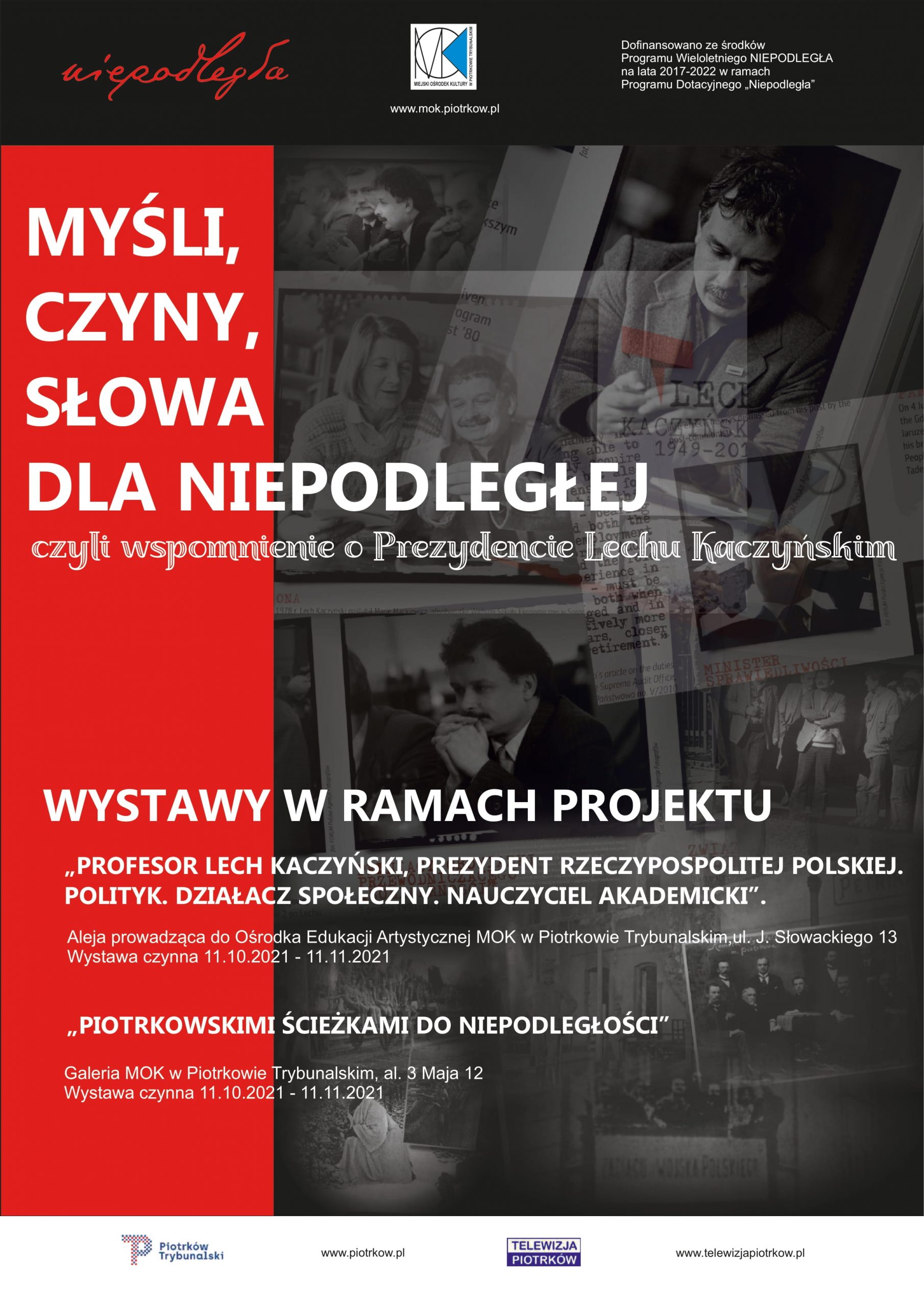 Plakat ukazujący fragmenty dwóch wystaw