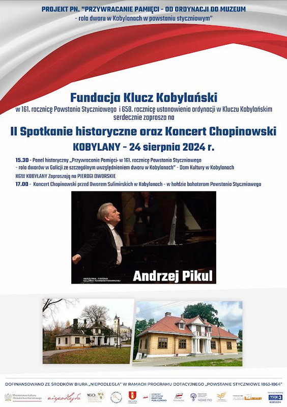 Plakat - zaproszenie na panel historyczny i na koncert chopinowski